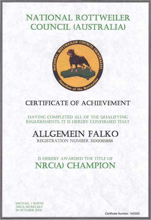 NRCA Certificate of Achievement